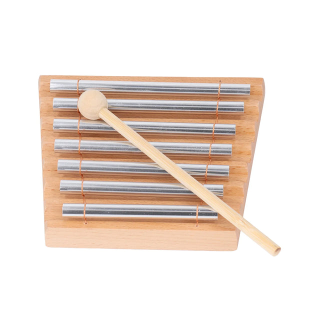 Hand Chime with Mallet Metal Tubes Wood Chime