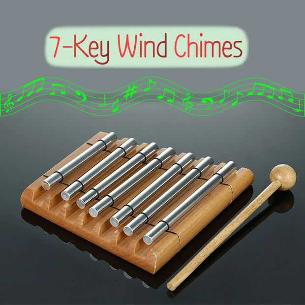 Hand Chime with Mallet Metal Tubes Wood Chime